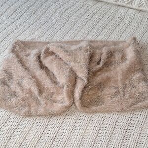 Fuzzy Soft Pink & Silver Infinity Scarf One Size